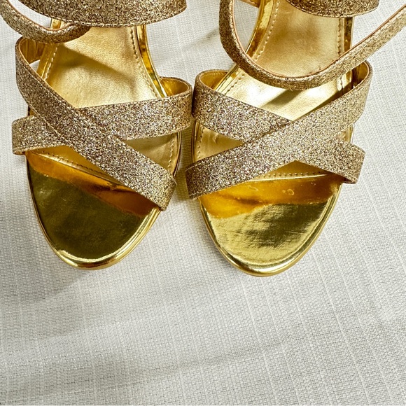 Women’s Fioni Night Open Toe Strappy Heels Gold Glitter Size 8 - Picture 11 of 13